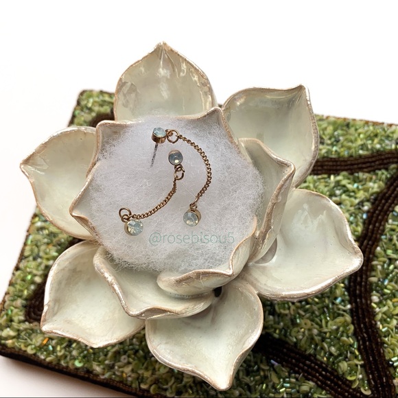 💋🆕Rose Gold Iridescent Mint Opal Chain Drop Stud - Picture 2 of 3